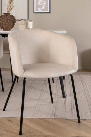 Venture Home Jimmy Matbord - Svart / Vit HPL+Berit Stol - Svart / Beige Sammet_4