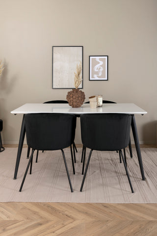 Venture Home Jimmy Matbord - Svart / Vit HPL+Berit Stol - Svart / Svart Sammet_4
