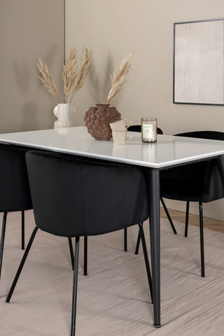 Venture Home Jimmy Matbord - Svart / Vit HPL+Berit Stol - Svart / Svart Sammet_4