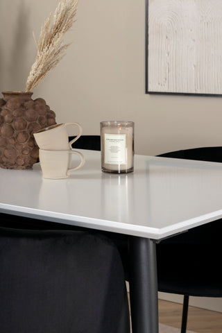 Venture Home Jimmy Matbord - Svart / Vit HPL+Berit Stol - Svart / Svart Sammet_4