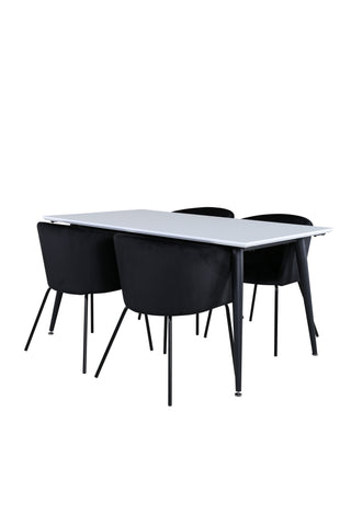 Venture Home Jimmy Matbord - Svart / Vit HPL+Berit Stol - Svart / Svart Sammet_4
