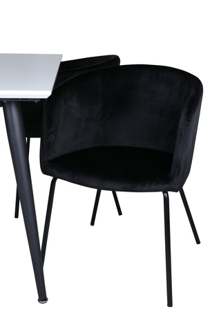 Venture Home Jimmy Matbord - Svart / Vit HPL+Berit Stol - Svart / Svart Sammet_4
