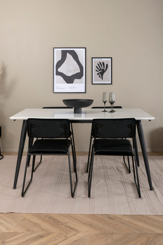 Venture Home Jimmy Matbord - Svart / Vit HPL+Kenth Stol - Svart / Svart Sammet_4