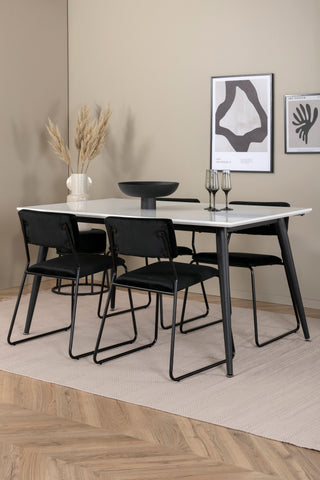 Venture Home Jimmy Matbord - Svart / Vit HPL+Kenth Stol - Svart / Svart Sammet_4