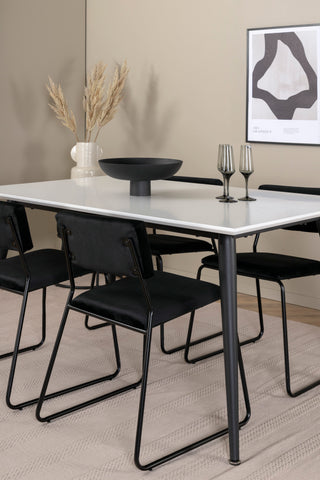 Venture Home Jimmy Matbord - Svart / Vit HPL+Kenth Stol - Svart / Svart Sammet_4
