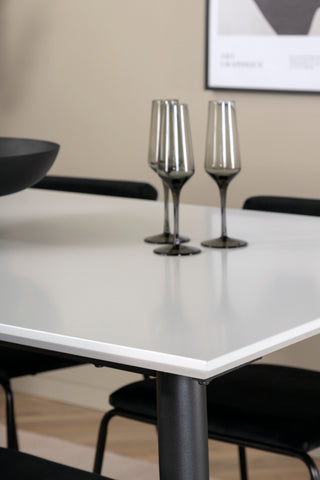 Venture Home Jimmy Matbord - Svart / Vit HPL+Kenth Stol - Svart / Svart Sammet_4