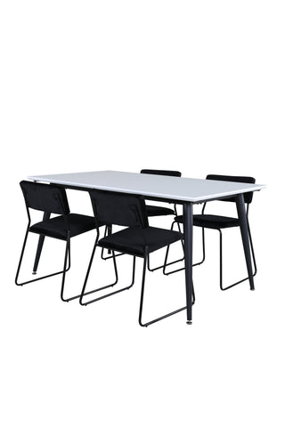 Venture Home Jimmy Matbord - Svart / Vit HPL+Kenth Stol - Svart / Svart Sammet_4