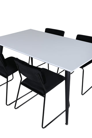 Venture Home Jimmy Matbord - Svart / Vit HPL+Kenth Stol - Svart / Svart Sammet_4
