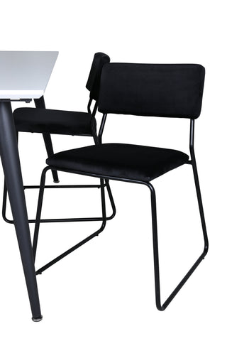 Venture Home Jimmy Matbord - Svart / Vit HPL+Kenth Stol - Svart / Svart Sammet_4