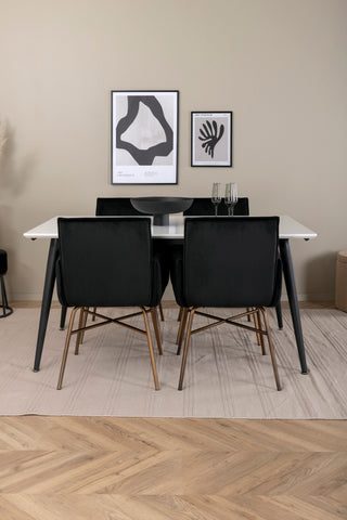 Venture Home Jimmy Matbord - Svart / Vit HPL+Petra Stol - Distressed Copper / Black Velvet_4