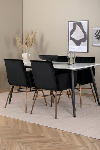 Venture Home Jimmy Matbord - Svart / Vit HPL+Petra Stol - Distressed Copper / Black Velvet_4