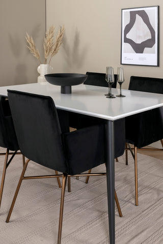 Venture Home Jimmy Matbord - Svart / Vit HPL+Petra Stol - Distressed Copper / Black Velvet_4
