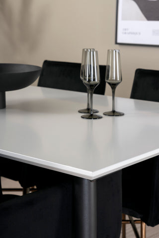 Venture Home Jimmy Matbord - Svart / Vit HPL+Petra Stol - Distressed Copper / Black Velvet_4