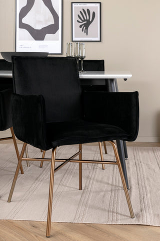 Venture Home Jimmy Matbord - Svart / Vit HPL+Petra Stol - Distressed Copper / Black Velvet_4