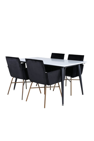 Venture Home Jimmy Matbord - Svart / Vit HPL+Petra Stol - Distressed Copper / Black Velvet_4