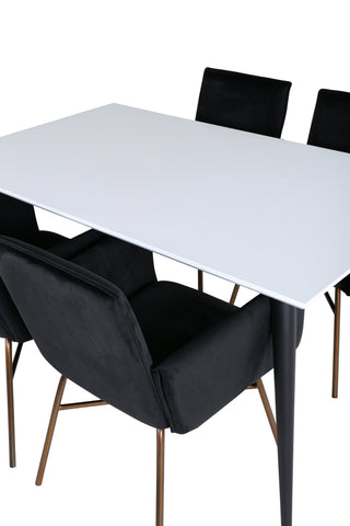 Venture Home Jimmy Matbord - Svart / Vit HPL+Petra Stol - Distressed Copper / Black Velvet_4