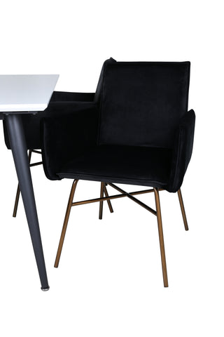 Venture Home Jimmy Matbord - Svart / Vit HPL+Petra Stol - Distressed Copper / Black Velvet_4