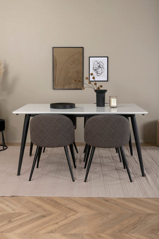 Venture Home Jimmy Matbord - Svart / Vit HPL+Velvet Stitches Stol - Svart / Grå Micro Fibre_4