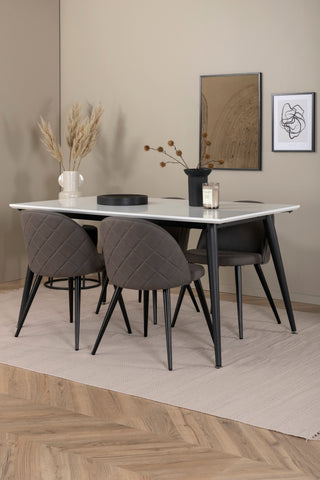 Venture Home Jimmy Matbord - Svart / Vit HPL+Velvet Stitches Stol - Svart / Grå Micro Fibre_4
