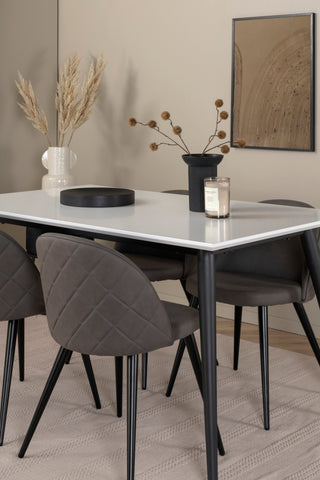 Venture Home Jimmy Matbord - Svart / Vit HPL+Velvet Stitches Stol - Svart / Grå Micro Fibre_4