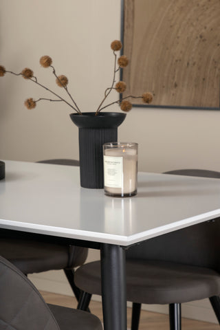 Venture Home Jimmy Matbord - Svart / Vit HPL+Velvet Stitches Stol - Svart / Grå Micro Fibre_4