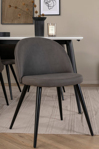 Venture Home Jimmy Matbord - Svart / Vit HPL+Velvet Stitches Stol - Svart / Grå Micro Fibre_4