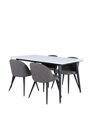 Venture Home Jimmy Matbord - Svart / Vit HPL+Velvet Stitches Stol - Svart / Grå Micro Fibre_4