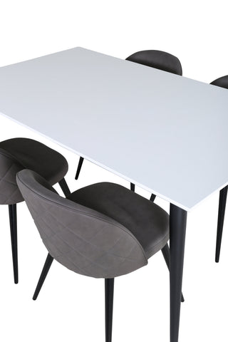 Venture Home Jimmy Matbord - Svart / Vit HPL+Velvet Stitches Stol - Svart / Grå Micro Fibre_4