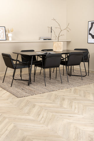 Venture Home Petra Matbord - Svart / Svart Faner+Tvist Stol - Svart / Svart PU_6