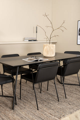 Venture Home Petra Matbord - Svart / Svart Faner+Tvist Stol - Svart / Svart PU_6