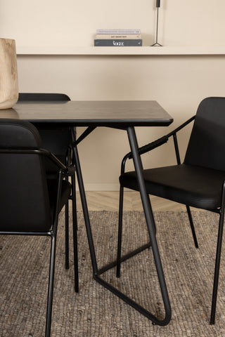 Venture Home Petra Matbord - Svart / Svart Faner+Tvist Stol - Svart / Svart PU_6
