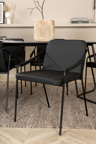 Venture Home Petra Matbord - Svart / Svart Faner+Tvist Stol - Svart / Svart PU_6