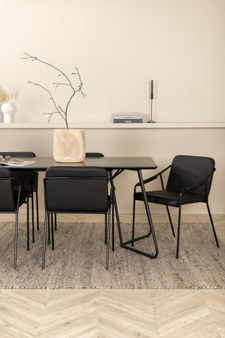Venture Home Petra Matbord - Svart / Svart Faner+Tvist Stol - Svart / Svart PU_6