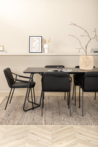 Venture Home Petra Matbord - Svart / Svart Faner+Tvist Stol - Svart / Svart PU_6