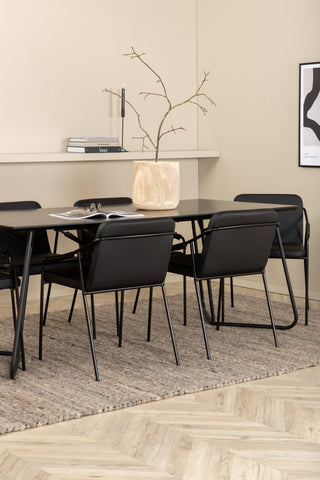 Venture Home Petra Matbord - Svart / Svart Faner+Tvist Stol - Svart / Svart PU_6
