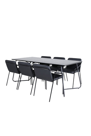 Venture Home Petra Matbord - Svart / Svart Faner+Tvist Stol - Svart / Svart PU_6