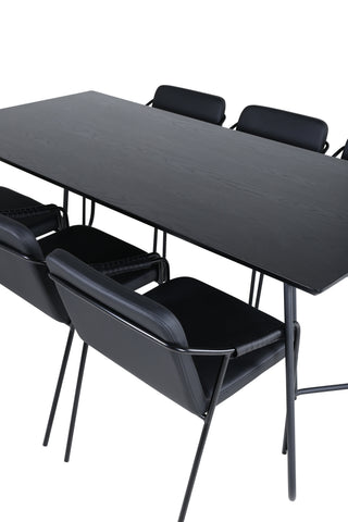 Venture Home Petra Matbord - Svart / Svart Faner+Tvist Stol - Svart / Svart PU_6