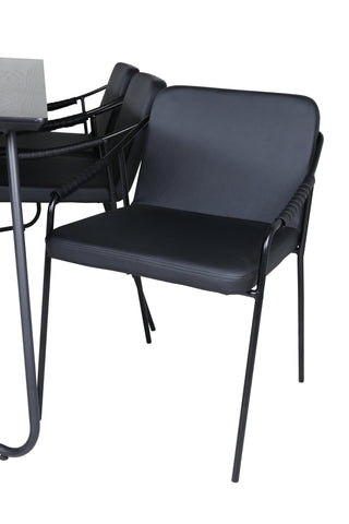 Venture Home Petra Matbord - Svart / Svart Faner+Tvist Stol - Svart / Svart PU_6