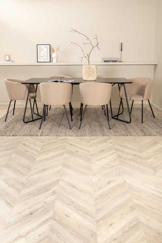 Venture Home Petra Matbord - Svart / Svart Faner+Berit Stol - Svart / Beige Tyg (Polyesterlinne )_6