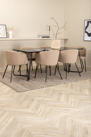 Venture Home Petra Matbord - Svart / Svart Faner+Berit Stol - Svart / Beige Tyg (Polyesterlinne )_6