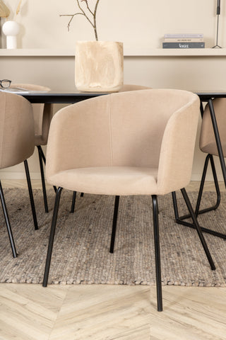 Venture Home Petra Matbord - Svart / Svart Faner+Berit Stol - Svart / Beige Tyg (Polyesterlinne )_6