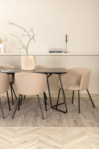 Venture Home Petra Matbord - Svart / Svart Faner+Berit Stol - Svart / Beige Tyg (Polyesterlinne )_6