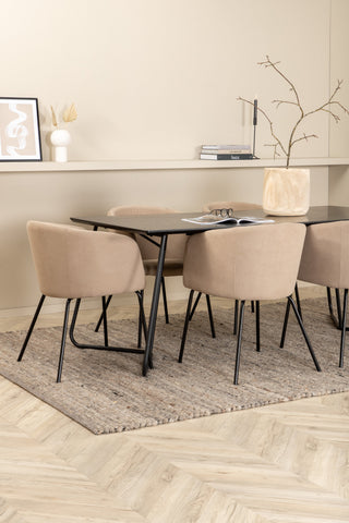 Venture Home Petra Matbord - Svart / Svart Faner+Berit Stol - Svart / Beige Tyg (Polyesterlinne )_6