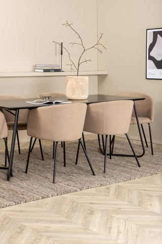 Venture Home Petra Matbord - Svart / Svart Faner+Berit Stol - Svart / Beige Tyg (Polyesterlinne )_6