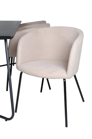 Venture Home Petra Matbord - Svart / Svart Faner+Berit Stol - Svart / Beige Tyg (Polyesterlinne )_6