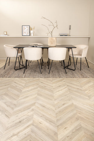 Venture Home Petra Matbord - Svart / Svart Faner+Berit Stol - Svart / Beige Sammet_6