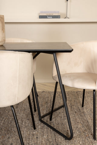 Venture Home Petra Matbord - Svart / Svart Faner+Berit Stol - Svart / Beige Sammet_6