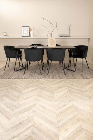 Venture Home Petra Matbord - Svart / Svart Faner+Berit Stol - Svart / Svart Sammet_6