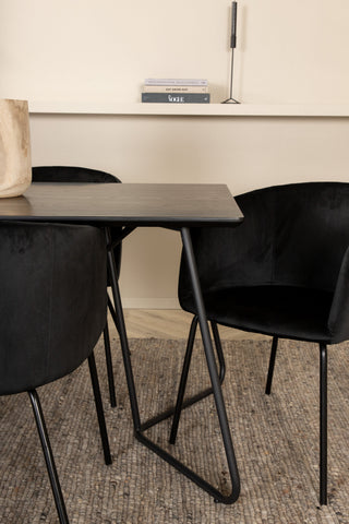 Venture Home Petra Matbord - Svart / Svart Faner+Berit Stol - Svart / Svart Sammet_6