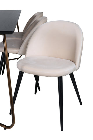 Venture Home Petra Matbord , Distressed Copper Black Faner+Velvet Stitches Stol , Black Beige Velvet_6